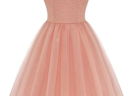 Dressystar Women’s Short Halter Cocktail Party Dress Lace Tulle Homecoming Prom Gown